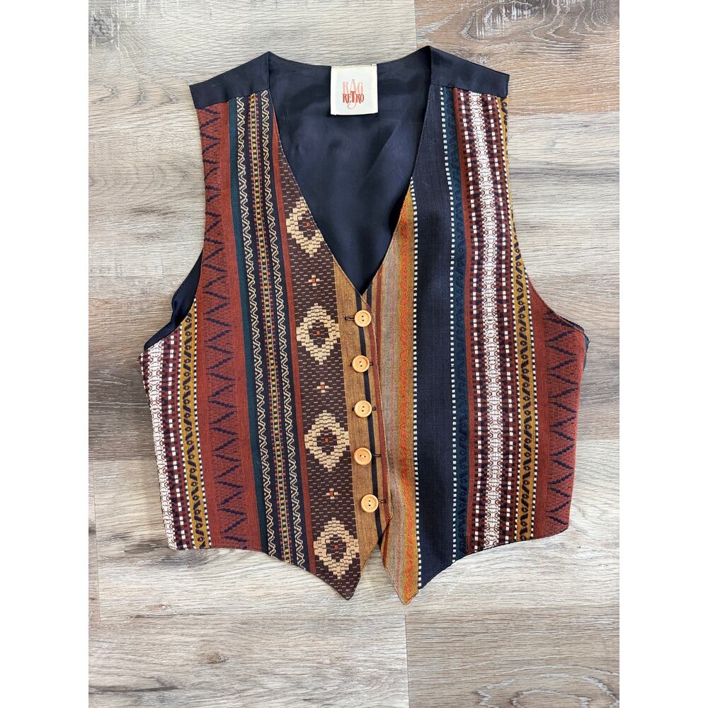 Rag Retro bohemian and southwestern-inspired Art to Wear Vest M/L